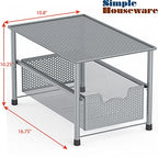 Simple Houseware Stackable Under Sink Cabinet Sliding Basket Organizer Drawer, Silver - color: Silver