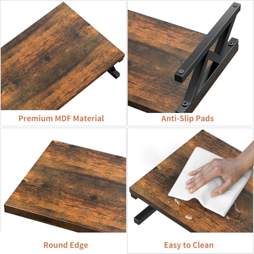 Dual Monitor Stand Riser, Large Wood Monitor Riser for 2 Monitors, Monitor Lift with Storage for Desk, Sturdy Wood&Steel Multi Screen Stand, Desktop Organizer Monitor Stand for Computer - color: Rustic Brown