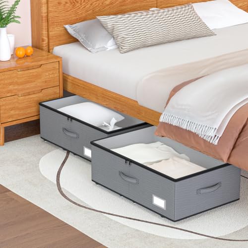 EE-RoomWorld Under Bed Storage with Wheels, No Assemble Required 10 inches height Under Bed Storage bins,Large capacity Rolling Underbed Shoe Storage containers，dorm underbed storage drawers - color: Grey, size: 10 inch height