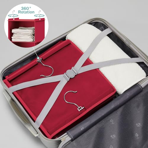 YOUDENOVA Hanging Closet Organizer and Storage, 6-Shelf Closet Hanging Storage Shelves, Dark Red - color: Dark Red