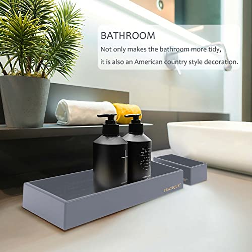PRATIQUE Bamboo Drawer Organizer - Kitchen Utensil Organizer Silverware Tray Cutlery Holder，Office Desk Supplies and Accessories,15 * 5.9 * 2.6,Grey - color: Grey, size: 15*5.9*2.6 inch