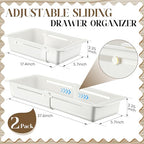 2 Pack Deep Drawer Organizer Bins, Sliding Drawer Organizer Bin Expandable and Adjustable Tray for Kitchen Utensils, BBQ Tools, Towels, Durable Plastic Sliding for Easy Storage(17.4-27.6") - size: 17.4-27.6"