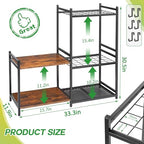 DAOUTIME Garage Tool Organizer with 2-tier Wooden Shelves, Yard Tool Organizer for Garage with 6 Hooks, Heavy duty Steel Garden Tool Rack Holds up to 35 Long Handled Yard tools for Storage, Black - size: 5 Tier