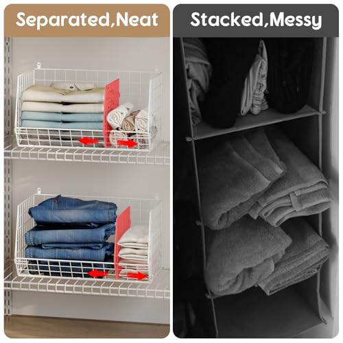 5 Tier Extra Large Closet Hanging Shelves with Divider,2 Pair Hook,16.5"L x 11.8"W x 51.4"H Closets Organizers and Storage,Clothes Organizer Clothing Sweaters Shoes Handbags Clutches Accessories-White - color: White, size: 5-Tier