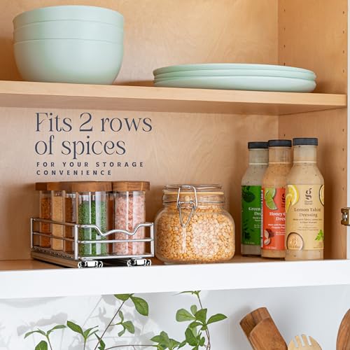 Pull Out Cabinet Organizer for Spices, Cans - Heavy Duty with Lifetime Limited Warranty- Pull Out Spice Rack- Cabinet Pull Out Shelf for Cans,Dishes, Etc, 4-1/2"W x 10-1/2"D x 2-3/4”H, Chrome - size: 4.5 Inch - Single