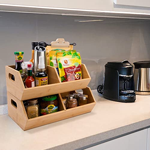 2 Set Bamboo Storage Bin, Pantry Organization and Storage Baskets, Kitchen Organization, Potato and Onion Storage Bin - Ideal for Pantry, Countertop, and Vegetable Storage
