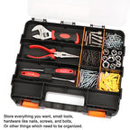 CASOMAN Double Side Tool Organizer, with Impact Resistant Polymer and Customizable Removable Plastic Dividers, Hardware Box Storage, Excellent for Screws,Nuts,Small Parts, Black/Orange. 2-Pieces Pack - size: 2 Piece Set, Black/Orange