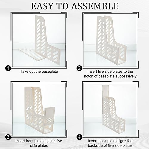 Glenmal 12 Pack Magazine Organizers Binder Organizer for Desk Plastic Vertical File Holder Magazine Racks Desk Accessories for Office, Home, or School (White) - color: White