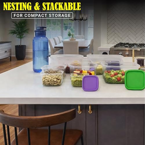 ARSUK 14PCS Nesting Plastic Food Storage Container Set with Airtight Leakproof Lids (7 Lids & 7 Containers) - Space Saving, BPA-Free Stackable Kitchen Storage - Freezer Safe & Microwavable - color: 7 PCS