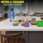 ARSUK 14PCS Nesting Plastic Food Storage Container Set with Airtight Leakproof Lids (7 Lids & 7 Containers) - Space Saving, BPA-Free Stackable Kitchen Storage - Freezer Safe & Microwavable - color: 7 PCS