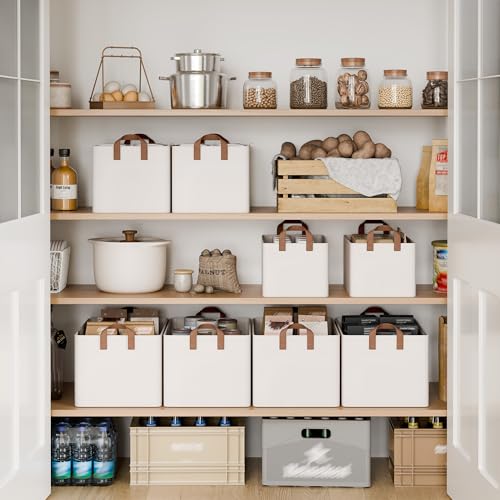 StorageWorks Closet Storage Bins, Storage Baskets for Shelves, Closet Organizers and Storage Bins with Metal Frame, Handles, Natural Color, 2-Pack - color: Natural Color, size: 14 ¾" L x 10 ¼" W x 8 ¼" H