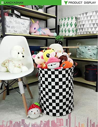LANGYASHAN Laundry Basket Canvas Fabric Collapsible Organizer Basket for Storage Bin Toy Bins Gift Baskets Bedroom Clothes Children Nursery Hamper (Racing flag) - color: Racing flag