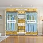 VIPEK Classic V6 Wire Garment Rack Heavy Duty Clothes Rack with 7 Adjustable Shelves & 4 Hanging Rods, Compact DIY Metal Clothing Racks 68.9" L x 15.7" W x 76.4" H, Max Load 840LBS, Gold - color: Gold, size: Classic V6 Standard