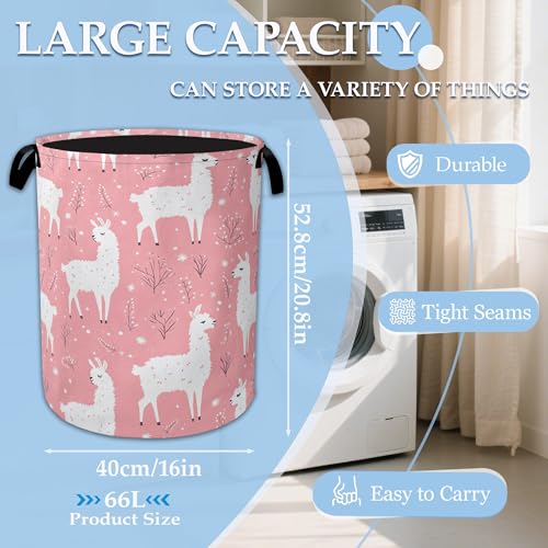 Cute Alpaca Laundry Basket Collapsible Laundry Hamper Oxford Storage Bin for Clothes Storage, Toy Organizer, Books and Sundries 16" X 20.8" - color: Cute Alpaca