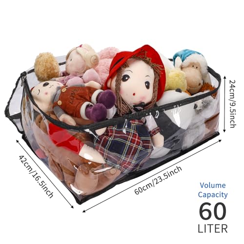 SGHUO Blanket Storage Bags 60L Extra Large Plastic Vinyl Clear Storage Bag for Clothes, Comforter, Bedding, Moving Bags with Zipper and Reinforced Handle (4pcs) - color: A-Clear