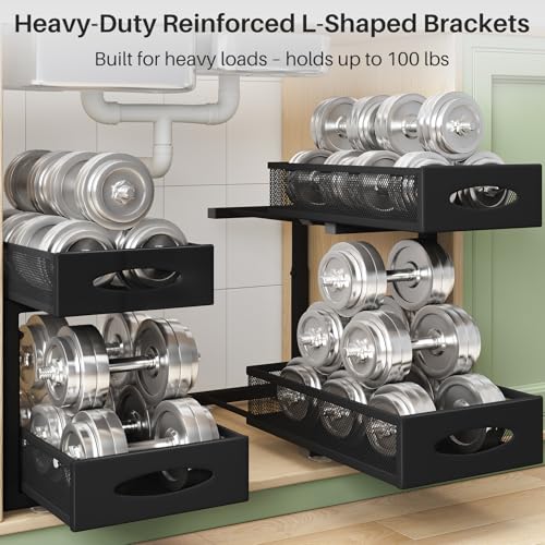 Under Sink Organizer, 2 Tier Pull out Cabinet Organizer Baskets with Mesh Sliding Drawers, Slide out Storage Shelf for Home, Kitchen, Bathroom, Pantry, Office Cabinet, Countertop(1 Pack) - color: Black, size: 1 Pack