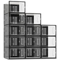 SEE SPRING Shoe Storage Boxes, White Plastic Stackable Shoe Organizer for Closet, Shoe Rack & Holder Sneaker Container, 12 Pack Black