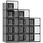 SEE SPRING Shoe Storage Boxes, White Plastic Stackable Shoe Organizer for Closet, Shoe Rack & Holder Sneaker Container, 12 Pack Black