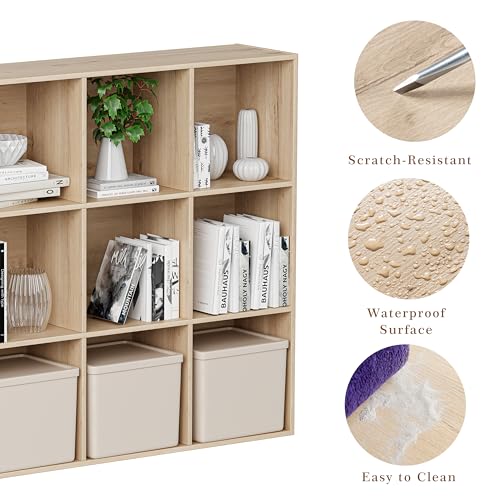 VDNEND Wooden Cube Storage Organizer with Closed Back Panel, 11in Cube Shelf Opening, Bookshelf, Display Shelf,Closet Cabinet for Home and Office (White Oak, 12-Cube 35.98L*9.45W*47.72H) - color: White Oak, size: 12-Cube 35.98L*9.45W*47.72H