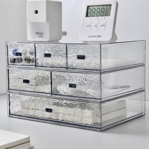 Desk Drawer Organizer, Stackable Plastic Storage Drawer, Grocery Organizer For Stationery/Office Supplies (New Clear, 1 Compartment)) - color: New Clear, size: 1drawers