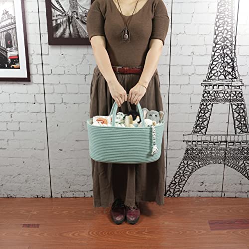 Large Baby Diaper Caddy Organizer for Girl Boy Rope Nursery Storage Bin Basket Portable Holder Tote Bag for Changing Table Car Travel Baby Shower Gifts Newborn Essentials Registry Must Have Green - color: light green, size: Large