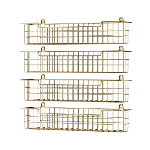 Spice Rack, 4-Pack Seasoning Organizer Wall Mount for Kitchen Storage Organization, Spice Holder Shelf Saving Space for Cabinet, RV, Pantry, Gold - color: Gold-4 Pack