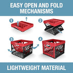 CleverMade Collapsible Milk Crate 25L (6.6 Gal), 50 lb Capacity Heavy Duty Folding Crate – Stackable Storage Crates with File Rails, Plastic Collapsible Crates - Red - color: Red, size: 1 Pack