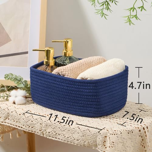 MiniArk Small Storage Baskets for Organizing | Closet Organizer Bins | Shelf Toy Basket | Woven Rope Baskets | Cube Decorative Box | Shallow Basket | 11.5x7.5x4.7” | 3 Packs Navy Blue - color: Navy Blue, size: 3pcs-L11.5xW7.5xH4.7"