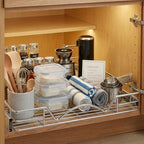 HOLDN’ STORAGE Pull Out Cabinet Organizer, Heavy Duty Caddy w/Lifetime Limited Warranty -17”W x 21”D - Requires At Least 18-1/4” Cabinet Opening, Steel Metal Cabinet Drawers Slide Out, Chrome - size: 17”W x 21”D