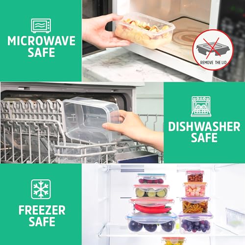 RockBerry 46 PCS Food Storage Containers with Lids Airtight- Plastic Container for Pantry Kitchen Organization-Microwave Dishwasher,Freezer Safe 100% Leak Proof (23 Stackable Boxes-23 Lids) - color: 46Pcs