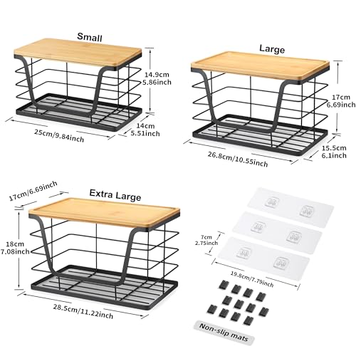 ALOCEO 3 Pack Stackable Storage Bins with Lids, Stainless Steel Trash Bag Dispenser Roll Holder for for Kitchen Sink, Laundry, Pantry Organizer and Storage - color: 3-pack - Xl&l&s Black
