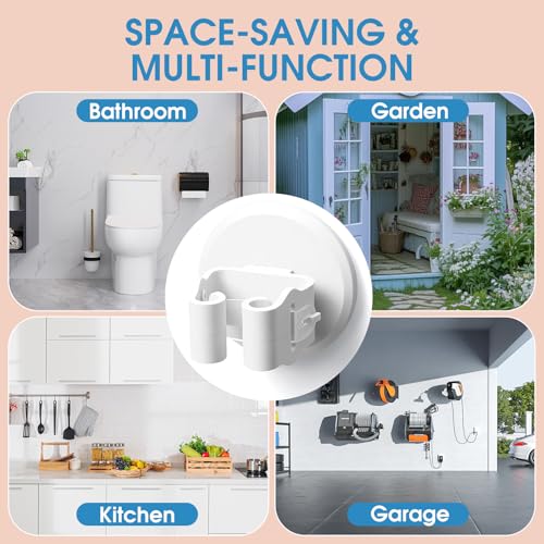 Anti-Slip Broom Holder, Damage-Free Wall Mount Organizer, No Drilling Space-Saving Storage Rack for Mops, Brooms, Umbrellas and Tools