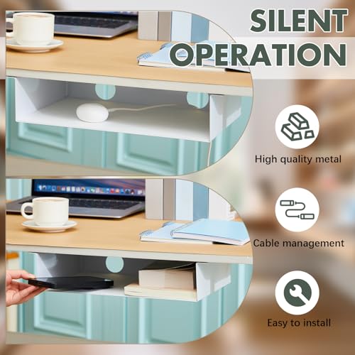 Yaocom 2 Pack 13 Inch Under Desk Hanging Shelf, Carbon Steel Storage Tray with Mute Felt Sheets, Mount Shelves Organizer for Office Home Workstation Gaming Stand Up(13x8x2.8 in/Storage Shelf, White) - color: White, size: 13x8x2.8 In