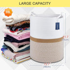 COMSE Extra Large Blanket Basket, Tall Woven Storage Basket, Nursery Hamper, 15.7”x 21.7”, Cotton Rope Laundry Hamper for Toys Clothes Towels, Blend White/Camel - color: Blend White & Camel