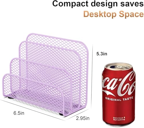 gianotter Mail Organizer Countertop, Metal File Holder with 3-Slot, Purple Desk Accessories & Workspace Organizers (Purple) - color: Purple