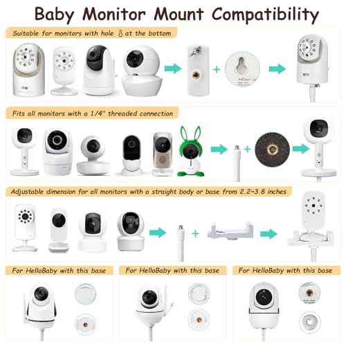 69" Adjustable Height Floor Stand for Hello Baby Monitor, Gooseneck Swivel Holder Mount with Stable Base for HelloBaby,Nanit Pro,Owlet, Motorola,VAVA,1/4 Thread Connection, Universal Monitor Mount