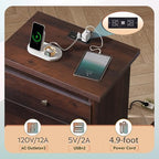 WLIVE Tall Nightstand with Charging Station, Wood Night Stand with 3 Drawers Storage, Bedside Table End Side Tables with 2 USB Ports and Outlets for Bedroom, Closet, Espresso - color: Espresso