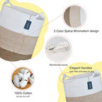 COMSE Extra Large Blanket Basket, Tall Woven Storage Basket, Nursery Hamper, 15.7”x 21.7”, Cotton Rope Laundry Hamper for Toys Clothes Towels, White/Gradient Brown - color: White & Gradient Brown