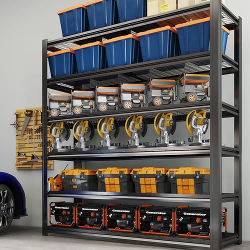 6T 62" W x 24" D x 84" H Garage Shelving Heavy Duty Metal Shelving 4200LBS Storage Shelves Adjustable Metal Shelves for Storage Industrial Garage Shelves for Warehouse Basement - size: 6T 84*62*24