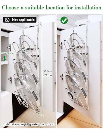 Pot Lid Organizer,304stainless steel door hanging pot lid rack (Modern,Four-layer) - style: 4-slot pot lid rack