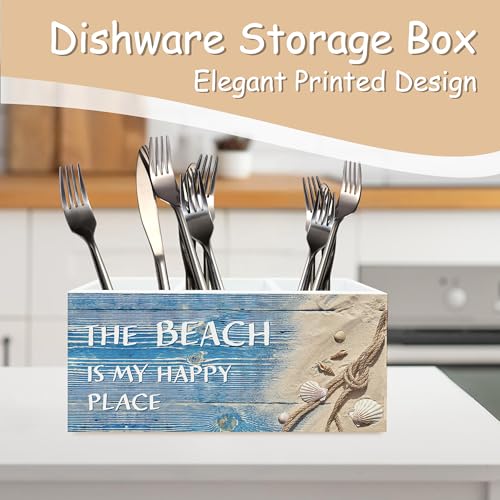 Seashell Coastal Beach Pen Holder for Home Office Kitchen Desk Decor, Beach Wooden Pencil Holder Sign Organizer for Home Office Desk Accessories, Coastal Gifts for Women Men - color: earthy yellow
