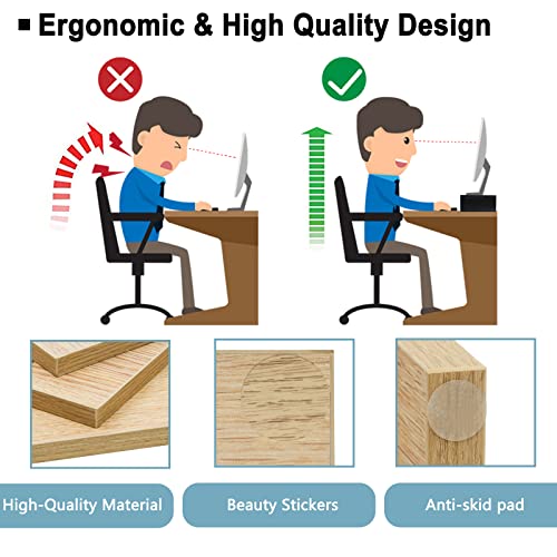 TEAMIX 2 Pack Monitor Stand Riser-20 inch, Wooden Desktop Riser for TV/PC/Laptop/Printer, Cozy Monitor Riser with Storage, Computer Stand Space-Saving - color: Maple, size: 2 Pack-20 inch