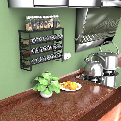 Jojocross Expandable, Stackable, Adjustable Spice Rack kitchen Organizer,Metal Pantry Storage Shelves - Multi-Tier Shelf for Cabinet, Countertop, Pantries, Cupboard or Wall Mount,Black - color: Black, size: 2 inclined shelves /1 flat top shelf