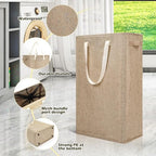 Odonata Slim Laundry Hamper Handles Collapsible Laundry Basket Thin Dirty Clothes Basket Narrow Laundry Bag Foldable Dirty Hamper 45L (Light Khaki) - color: Light Khaki