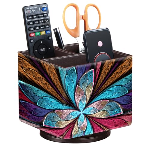 YAPISHI Remote Control Holder TV Remote Caddy for Table, 360 Swivel Nightstand Organizer for Bedroom Accessories/Bedside Remotes/Media Controllers/Office Supplies, Home Decorations for Living Room - color: Flower Fractal