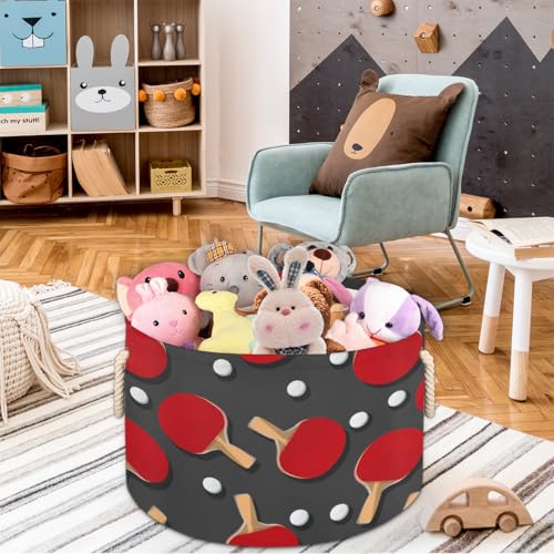 Pardick Large Round Storage Basket Sport Pingpong Ball Collapsible Circle Storage Bin Basket Laundry Hamper With Handle for Kids Boy Girls Toy Bedroom Living Room Nursery Room Decor Storage Organizer - color: Print 1