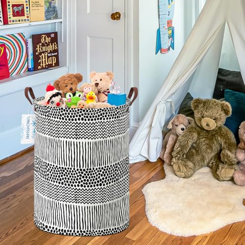 LANGYASHAN Laundry Basket Canvas Fabric Collapsible Organizer Basket for Storage Bin Toy Bins Gift Baskets Bedroom Clothes Children Nursery Hamper (Black line) - color: Black line