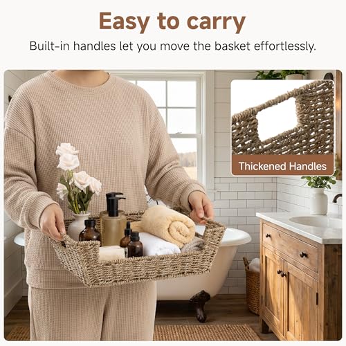 StorageWorks Seagrass Baskets for Organizing with Built-in Handles, Stackable Wicker Pantry Baskets for Shelf, Pantry Organizers and Storage for Shelves,2-Pack - color: Natural(Seagrass), size: 16 ½"L x 12 ½"W x 5"H