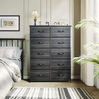 YITAHOME 10 Drawer Dresser - Fabric Storage Tower, Organizer Unit for Living Room, Hallway, Closets - Sturdy Steel Frame, Wooden Top & Easy Pull Fabric Bins - color: Cool Black Wood Grain, style: 10-Drawer