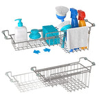 Over The Kitchen Sink Caddy Sponge Holder Organizer Drying Rack Expandable for Sponge Brush Soap Dish Cloth Rag, Stainless Steel (12.25" to 17.25") - size: 12.25" to 17.25"